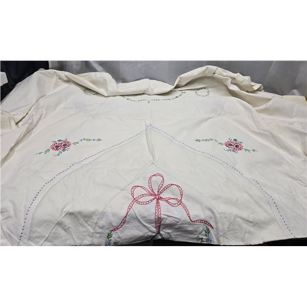 VINTAGE HOMEMADE TABLECLOTH.  86" X 72"