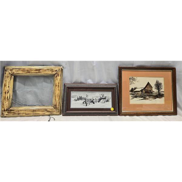 10 X 13 FRAME/PAINTED PICTURE (8 X 10) DICK 81'/FARM PICTURE, JOHN DEERE;GARY DOYLE (11 X 4)