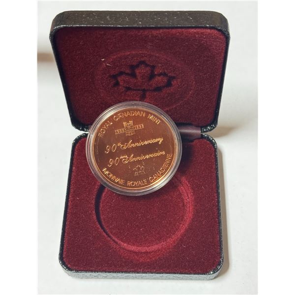 1908-1998 Royal Canadian Mint - 90th Anniversary Token in Bronze and Silver in Black Case