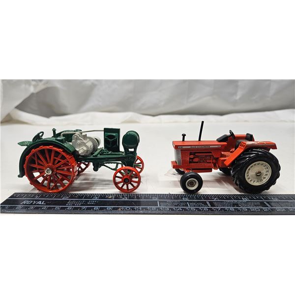 2 steel tractors - Allis-Chalmers D-21 & 1/32 collectors John Deere overtime tractor
