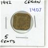 Image 1 : 1942 5 Cents - Ceylon