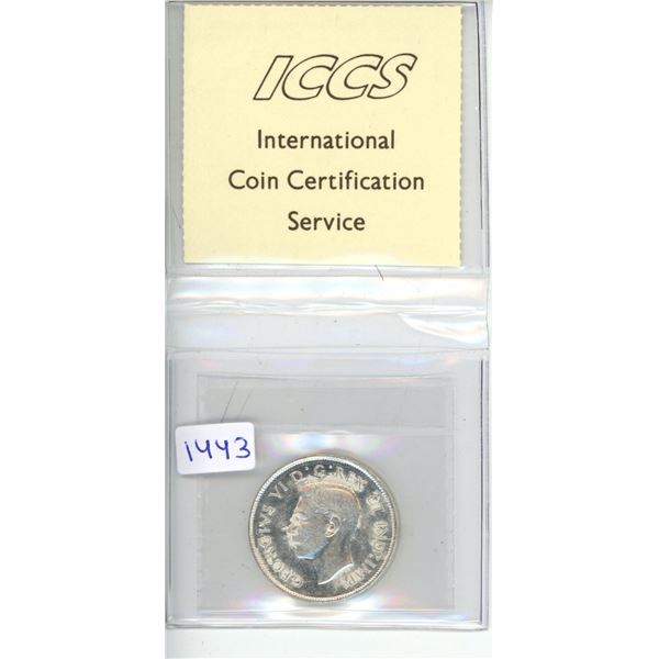 1944 Canadian Fifty Cent ICCS Graded - MS60.