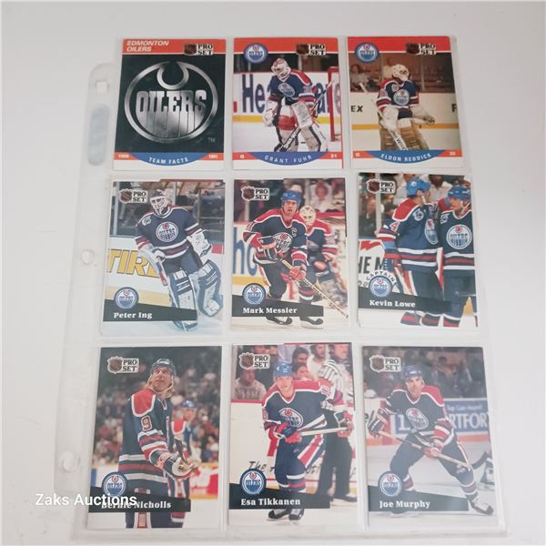 Sheet of NHL Pro Set OIler Cards
