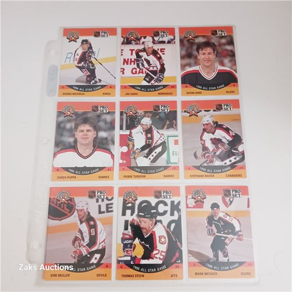 Sheet of NHL All Star Pro Set Cards