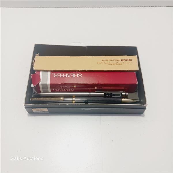 Two Vintage Sheaffer Gold Plated Pens & Three Vintage Pens