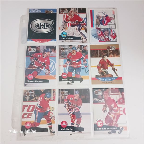 Sheet of NHL Montreal Canadien Hockey Cards