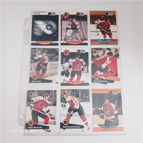 Sheet of NHL Phildelphia Flyers Hockey Cards