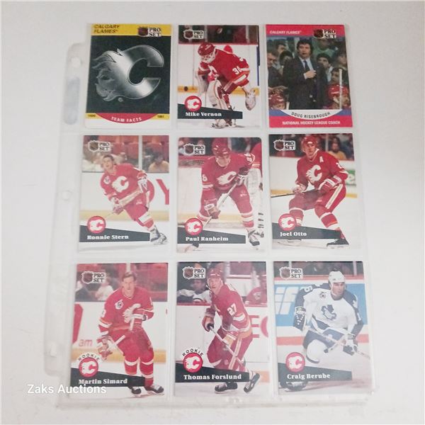 Sheet of NHL Calgary Flames Hockey Cards