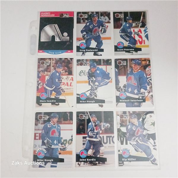 Sheet of NHL Quebec Nordiques Hockey Cards