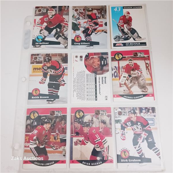 Sheet of NHL Chicago Blackhawks Hockey Cards