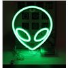 Image 1 : NEW DUAL POWER ALIEN HEAD LED NEON LIGHT UP SIGN