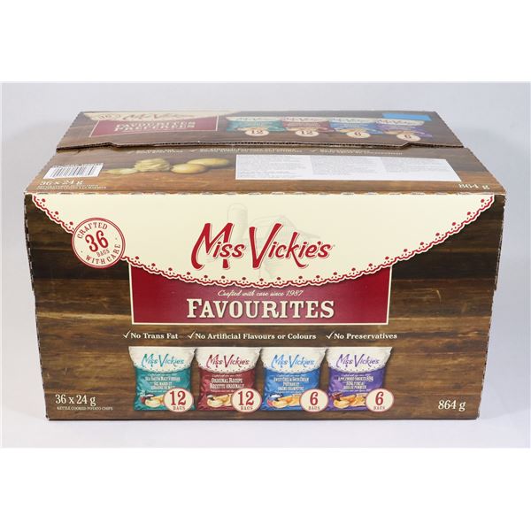 CASE OF 36 MISS VICKIES KETTLE COOKED POTATO CHIPS