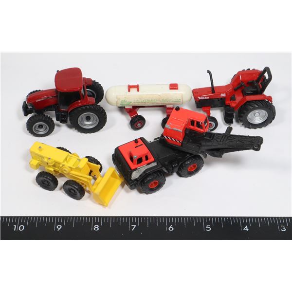 BAG OF TONKA, CASE, AND OTHER DIE CAST FARM