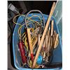 Image 1 : ESTATE BLUE TOTE OF SHOP ITEMS INCLUDING