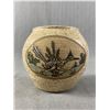 Image 1 : Vintage Signed Southwest Pottery Pot w/ Painted Roadrunner w/Cactus Design 6" Tall