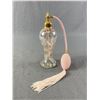 Image 1 : Beautiful Vintage Opalescent Blown Glass Atomizer Perfume Bottle - 7.5" Tall