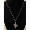 Image 1 : Sterling Snowflake Necklace w/Aquamarine Stone