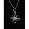 Image 2 : Sterling Snowflake Necklace w/Aquamarine Stone