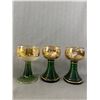 Image 2 : Assortment Of Vintage Gold Trimmed European/German Glassware - Beehived Stem Wine Goblets, Liquer & 