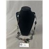 Image 1 : Interesting Black Glass Beads & Black Metal Long Necklace