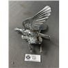 Image 1 : Chrome Flying Eagle Clutching Arrows Hood Ornament. Approx. 6.5" x 5"
