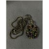 Image 2 : 3 Vintage Vibrant Coloured Pendant Necklaces. 18" L (2) & 28" L