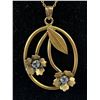 Image 2 : Vintage 16" Gold Tone Necklace w/ 1.75" Floral Pendant w/Rhinestones