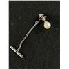 Image 2 : Very Nice Silvertone w/ White Bead Tie & Cufflink Set
