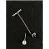 Image 3 : Very Nice Silvertone w/ White Bead Tie & Cufflink Set
