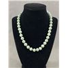 Image 1 : Pretty 18" Knotted Green Speckled Stone Beads Necklace