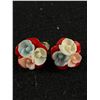 Image 2 : Vintage Celloid Flower 16"L Necklace w / Barrel Clasp & Clip On Earrings