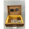 Image 1 : 13" x 9" x 4.5"  Cedar Wood Cigar Humidor w/ Cigars