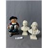 Image 1 : Vintage  Décor - 5.5" H President Busts (Lincoln & Jefferson) & Hand Painted Staffordshire Toby Mug