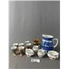 Image 1 : Vintage Ceramics - 6 Asian Egg Cups, Made In Japan 5.5"H Blue/White Jug, English "Golden Age" Creame