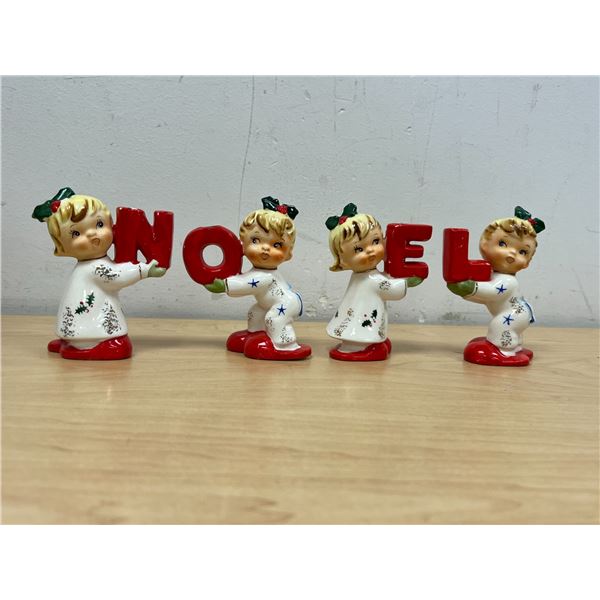 Vintage 1950's NAPCO Christmas NOEL Pajama Figurines Candle Holders