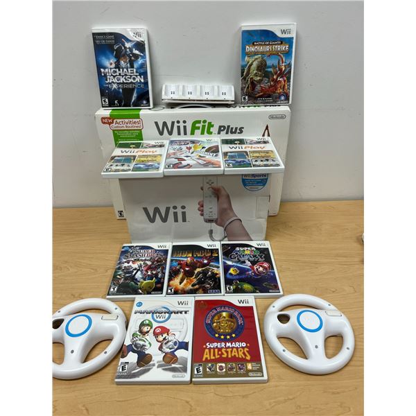 Nintendo Wii & Wii Fit Plus with Games & accessories - see all photos, not tested