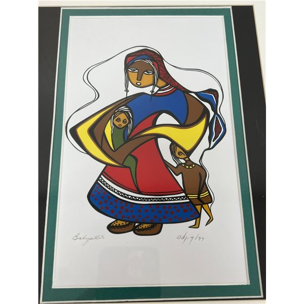 Daphne Odjig "Babysitter" Framed Print Approx: 15.75 x 12.75" see all photos