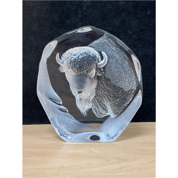 Swedish Art Glass Bison Sculpture approx: 6"T 5.5"W