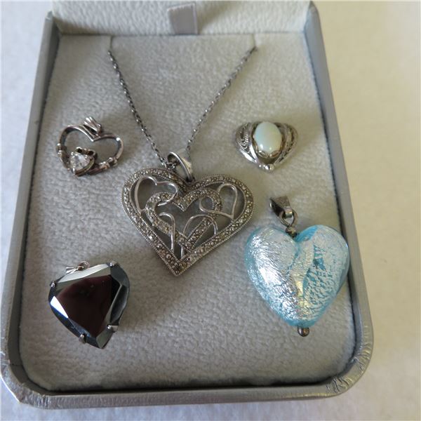 925 silver necklace with 5 heart pendants to mix and match!