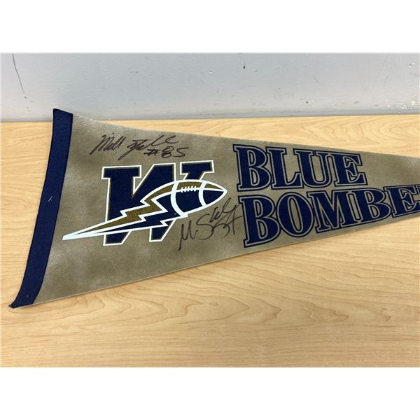 Signed Winnipeg Blue Bombers Pennant 29.25" (see all photos)