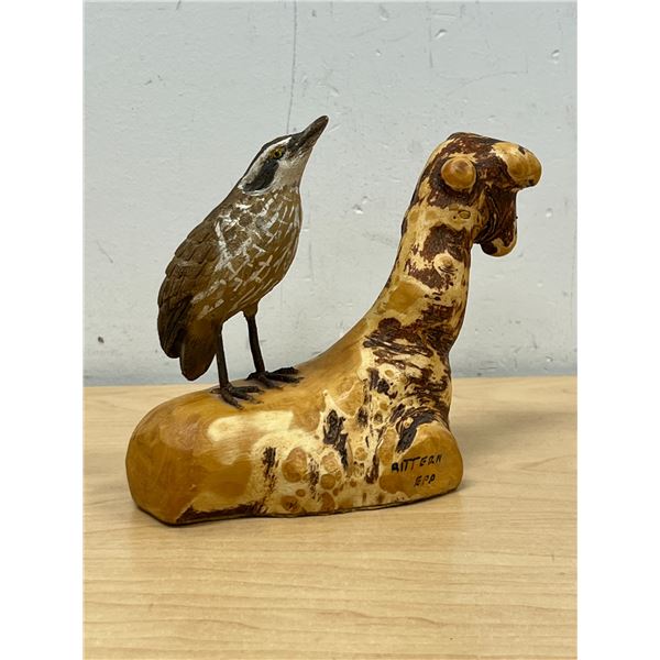 Dave Epp (Winnipeg) Bittern Bird Wood Carving - Approx: 5.5"T 6"W