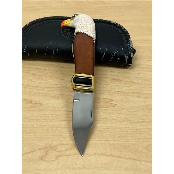 Franklin Mint Eagle Head Collector Knife with Case - 8.5" total length