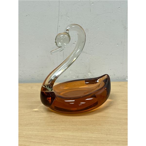 Vintage Hand Made Czech Art Glass Swan Bird - Approx: 5.5"T 5"W