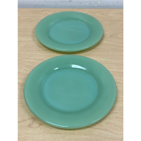 2 Fire King Jadite Restaurant Ware Plates 6.75" excellent used condition