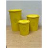 Image 1 : 3 Yellow Tupperware Storage Canisters - tallest 10.5"