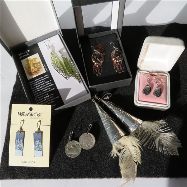 Indigenous earring lot.  Includes 6 pairs of pierced earrings.  See photos
