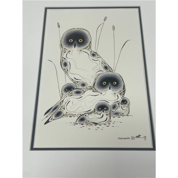 Eddy Cobiness "Great Grey Owl Family" Framed Art - Frame Approx: 12x15"