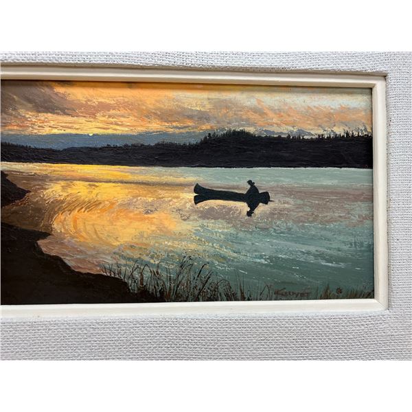"Tranquillite" Original Lake Scene Framed Art - Frame Approx: 14x23.75"