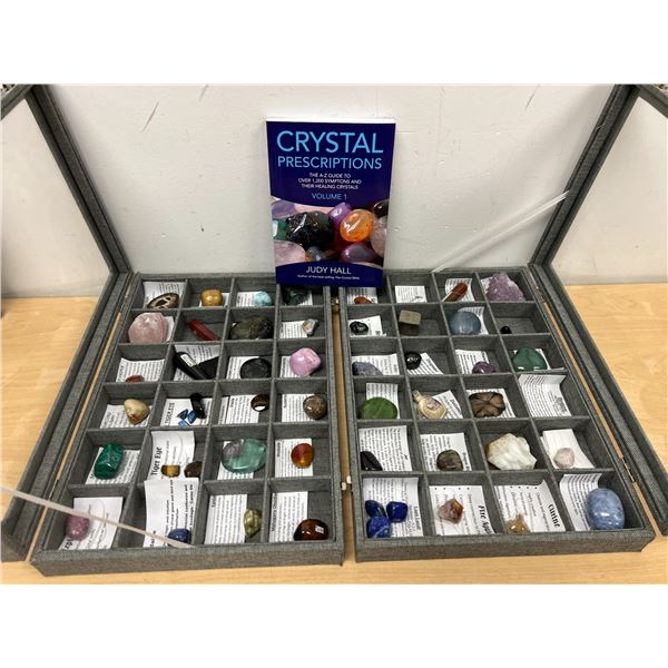 Collection of Healing Stones in cases & Crystal Prescriptions Book - see all photos