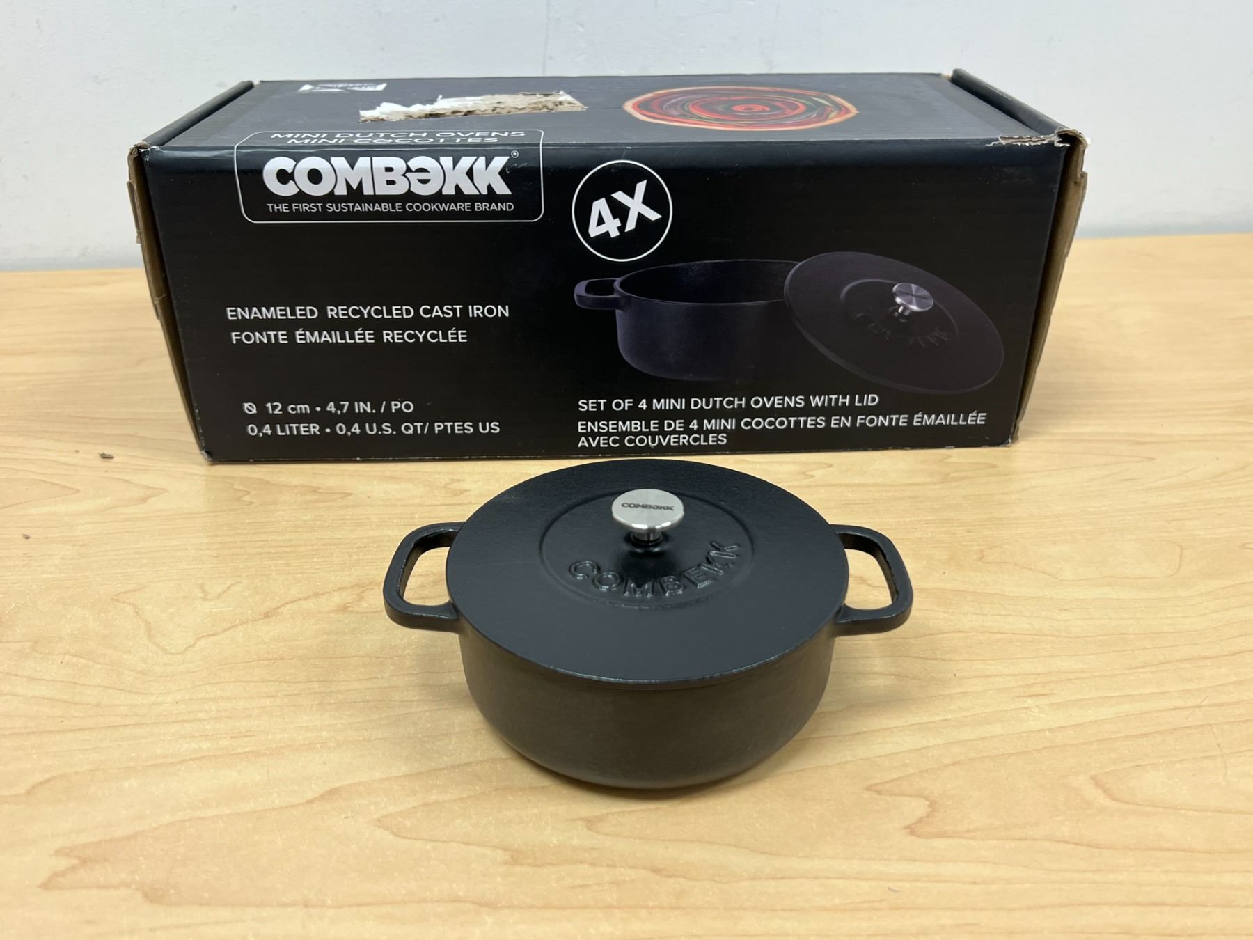 4 New Combekk Enameled Cast Iron Mini Dutch Ovens - see all photos for ...